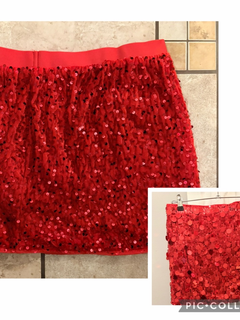 2 New SHEIN Red Sequin Mini Skirt